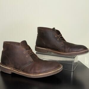 Clarks Men’s 13 Leather Chukka Ankle Boots Brown Lace-Up Desert
